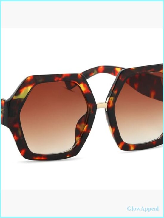 Vintage Hexagonal Retro Sunglasses Oversized Square Shades main image 5